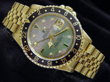 PRE OWNED MENS ROLEX YELLOW GOLD GMT-MASTER WITH A MOP DIAMOND DIAL 16758