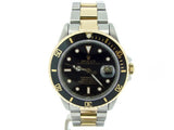 PRE OWNED MENS ROLEX TWO-TONE SUBMARINER DATE WITH A BLACK DIAL 16803