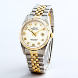 Pre Owned Mens Rolex Two-Tone Datejust with a White Arabic Dial 16233