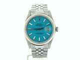 Pre Owned Mens Rolex Stainless Steel Datejust with a Turquoise Dial 1601