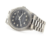 Pre Owned Mens Rolex Stainless Steel Datejust Diamond Black 16030