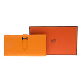 Hermes Jaune D\'or Epsom Leather Bearn Wallet ( Q Stamp)