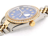 Pre Owned Mens Rolex Two-Tone Diamond Datejust with a Blue Dial 16233