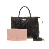 Miu Miu Black Matelasse Nappa Leather Handbag