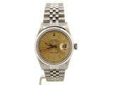 Pre Owned Mens Rolex Stainless Steel Datejust with Gold Champagne Dial 16030