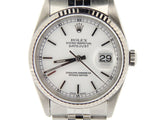 Pre Owned Mens Rolex Stainless Steel Datejust with a White Dial 16234