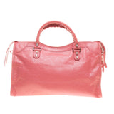 Balenciaga Pink Lambskin Silver Giant 12 City Motorcycle Handbag