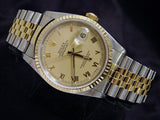 Pre Owned Mens Rolex Two-Tone Datejust with a Gold Roman Dial 16233