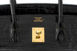 Black Porosus Crocodile Lisse Birkin 35