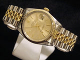 Pre Owned Mens Rolex Two-Tone Datejust with a Gold Champagne Dial 16013