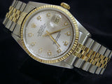 Pre Owned Mens Rolex Two-Tone Diamond Datejust with a Silver Dial 16013