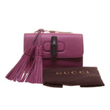 Gucci 387612 Purple Bamboo Daily Leather Chain Bag