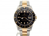 PRE OWNED MENS ROLEX TWO-TONE GMT-MASTER WITH A BLACK DIAL 16753