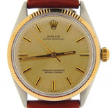PRE OWNED MENS ROLEX TWO-TONE OYSTER PERPETUAL WITH A CHAMPAGNE DIAL 1005