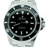 PRE OWNED MENS ROLEX STAINLESS STEEL SUBMARINER WITH A BLACK DIAL 14060M