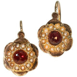 Antique almandine pearls drop earrings