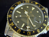 PRE OWNED MENS ROLEX TWO-TONE GMT-MASTER WITH A BLACK DIAL 16753
