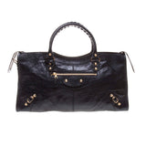Balenciaga Black Lambskin Gold Giant 12 Part-Time Motorcycle Handbag