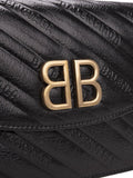 BB Black Leather Wallet On Golden Chain Bag