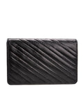 BB Black Leather Wallet On Golden Chain Bag