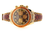 PRE OWNED MENS ROLEX YELLOW GOLD LEOPARD DIAMOND SAPPHIRE DAYTONA 116518
