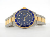 PRE OWNED MENS ROLEX TWO-TONE SUBMARINER DATE WITH A BLUE DIAL 16613T