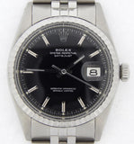 Pre Owned Mens Rolex Stainless Steel Datejust with a Black Dial 1603