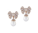 Diamond bow and pearl drop earrings