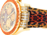PRE OWNED MENS ROLEX YELLOW GOLD LEOPARD DIAMOND SAPPHIRE DAYTONA 116518