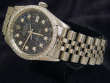Pre Owned Mens Rolex Stainless Steel Datejust Diamond Blue 16014