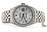 Pre Owned Mens Rolex Stainless Steel Datejust Diamond White MOP 1603