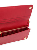 Mini Saffiano Chain Wallet In Red