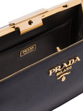 Light Frame Saffiano Black Leather Bag