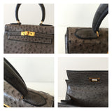 Hermès Kelly 20 Ostrich Sellier Bleu Gris