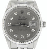 Pre Owned Mens Rolex Stainless Steel Datejust with a Silver Diamond Dial 1603