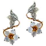 Dalben Moonstone Orange and White Diamond Hellebore Earrings