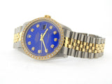Pre Owned Mens Rolex Two-Tone Datejust Diamond Blue 16013