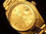 Pre Owned Mens Rolex Yellow Gold Datejust with a Gold Champagne Dial 1601