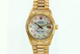 Pre Owned Mid-Size Yellow Gold Datejust President Watch White MOP Diamond 68278