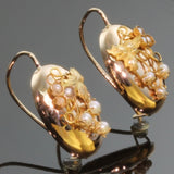 Victorian gold earrings with seed pearls