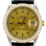 Pre Owned Mens Rolex Two-Tone Datejust Diamond with a Gold Dial 16233