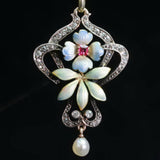 Art Nouveau diamond and enamel pendant