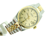 Pre Owned Mens Rolex Two-Tone Datejust with a Gold Linen Dial 1601