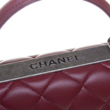 Chanel Burgundy Lambskin Quilted with CC Logo Handbag with Shoulder Strap