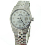 Pre Owned Mens Rolex Stainless Steel Datejust with a White MOP Diamond Dial 1603