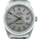 Pre Owned Mens Rolex Stainless Steel Datejust with a Silver Dial 16200