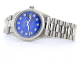 Pre Owned Mens Rolex Stainless Steel Datejust Blue Diamond 1603
