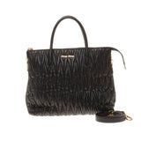 Miu Miu Black Matelasse Nappa Leather Handbag
