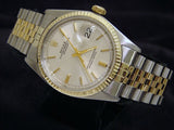 Pre Owned Mens Rolex Two-Tone Datejust with a Silver Dial 1601