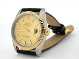 Pre Owned Mens Rolex Two-Tone Datejust with a Gold Champagne Dial 16233